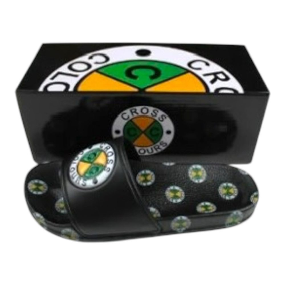 10W Cross Colours Black Slides with Logo Print